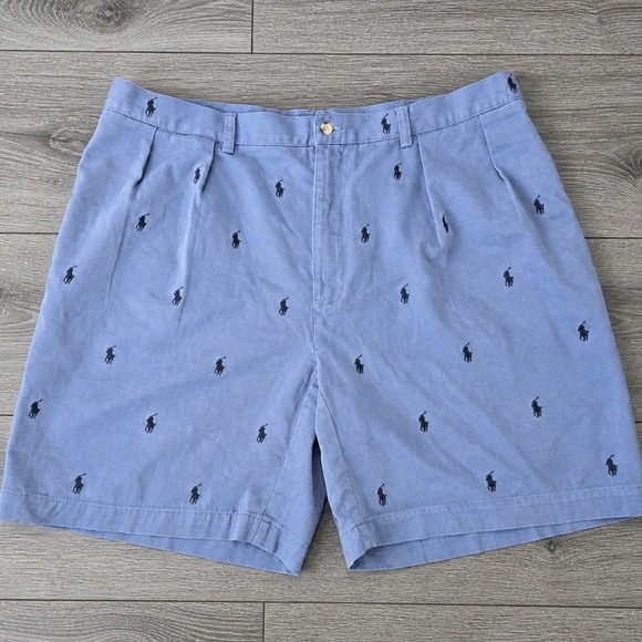 Polo Ralph Lauren Other - Polo Ralph Lauren Tyler Shorts Men 42 Blue All Over Pony Embroidered Cotton